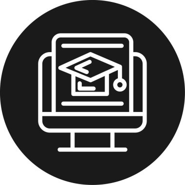 Sanal Sınıflar Çizgisi Çemberi BG Simgesi, Basit Tasarımlı Vektör Resimleri