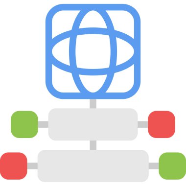 Ağ Protokolü Düz Simgesi, Basit Tasarımlı Vektör İllüstrasyonu