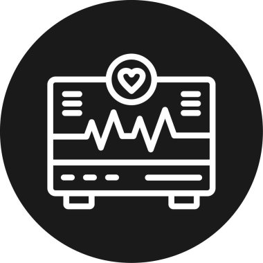 EKG Çizgisi Çemberi BG Simgesi, Basit Tasarımlı Vektör Resimleri
