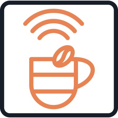 Kafe Wi-Fi Hattı Simge İkonu, Basit Tasarımlı Vektör İllüzyonu