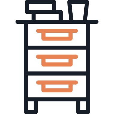 Fazla yüklenmiş Masa Çekmecesi Çizgisi Simgesi, Basit Tasarımlı Vektör Resimleri