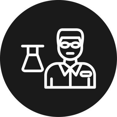 Bilim adamı Çizgisi Çemberi BG Simgesi, Basit Tasarımlı Vektör İllüstrasyonu