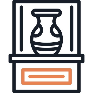 Müze Görünüm Satırı Simgesi, Basit Tasarımlı Vektör İllüstrasyonu