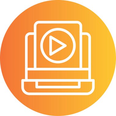 Eğitici Video Çizgisi Gradyan Çemberi Simgesi, Basit Tasarımlı Vektör Resimleri