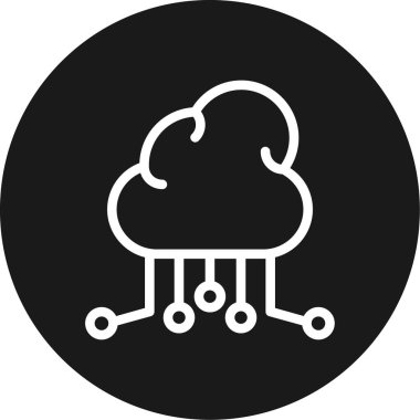 Bulut Hesaplama Satırı Çemberi BG Simgesi, Basit Tasarımlı Vektör Resimleri