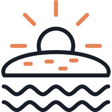 Sahil Günbatımı Çizgisi Simgesi, Basit Tasarımlı Vektör Resimleri