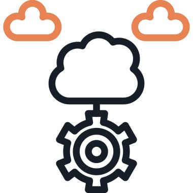 Bulut Geliştirme Çizgisi Simgesi, Basit Tasarımlı Vektör İllüstrasyonu