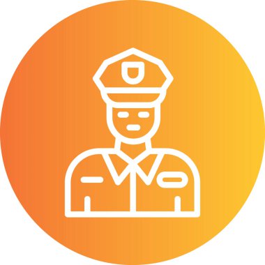 Güvenlik Gardiyan Hattı Gradyan Çemberi Simgesi, Basit Tasarımlı Vektör İllüstrasyonu