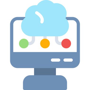 Bulut Depolama Servisi Düz Simgesi, Basit Tasarımlı Vektör Resimleri