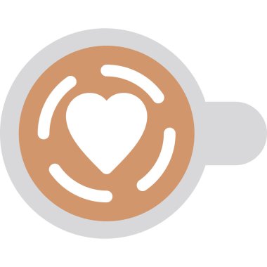 Latte Sanat Düz Simgesi, Basit Tasarımlı Vektör İllüstrasyonu