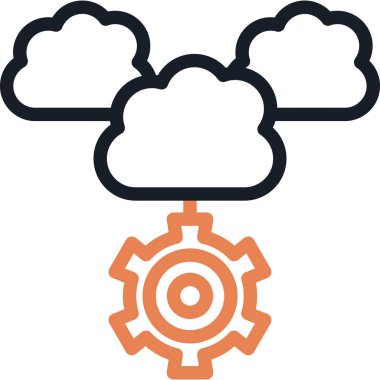 Bulut Geliştirme Çizgisi Simgesi, Basit Tasarımlı Vektör İllüstrasyonu