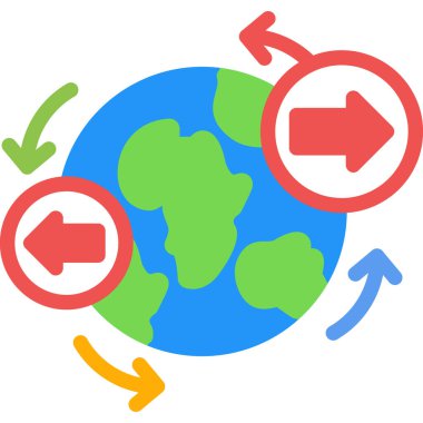 Basit Tasarımlı Küresel Hareketlilik Düz Simgesi, Vektör İllüstrasyonu