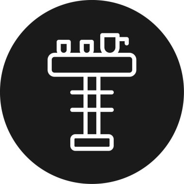 Kahve Masası Çizgisi Çemberi BG Simgesi, Basit Tasarımlı Vektör Resimleri