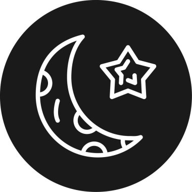 Hilal Ay Çizgisi Çemberi BG Simgesi, Basit Tasarımlı Vektör Resimleri
