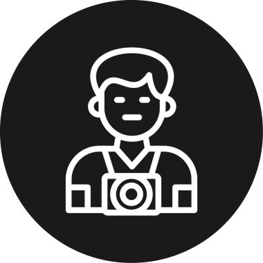 Fotoğraf Çizgisi Çemberi BG Simgesi, Basit Tasarımlı Vektör İllüstrasyonu