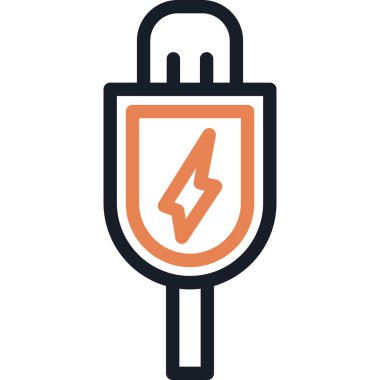 USB-C Kablo Satırı Bitiş Simgesi, Basit Tasarımlı Vektör Resimleri