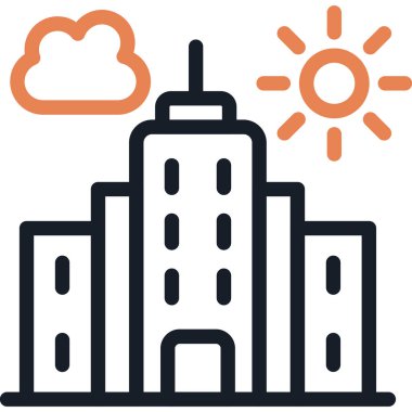 Şehir Çizgisi Simge Ögesi, Basit Tasarımlı Vektör İllüstrasyonu