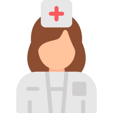 Hemşire Düz Simge, Basit Tasarımlı Vektör Resimleri