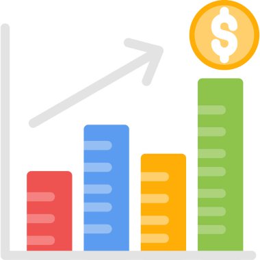 Satışlar Analitik Düz Simge, Basit Tasarımlı Vektör İllüzyonu
