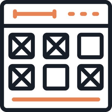 Kablo Çerçeve Satırı Simgesi, Basit Tasarımlı Vektör İllüstrasyonu