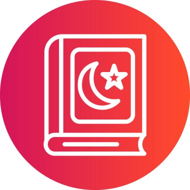 İslami Alim Çizgisi Gradyan Çemberi Simgesi, Basit Tasarımlı Vektör İllüstrasyonu