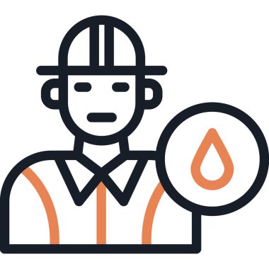 Petrol İşçi Çizgisi Simge Ögesi, Basit Tasarımlı Vektör İllüstrasyonu