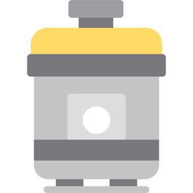 Rice Cooker Düz Simgesi, Basit Tasarımlı Vektör İllüstrasyonu