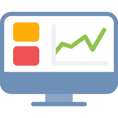 Analitik Platform Düz Simgesi, Basit Tasarımlı Vektör İllüstrasyonu