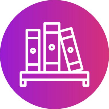 Kitaplık Satırı Gradyan Çemberi Simgesi, Basit Tasarımlı Vektör Resimleri