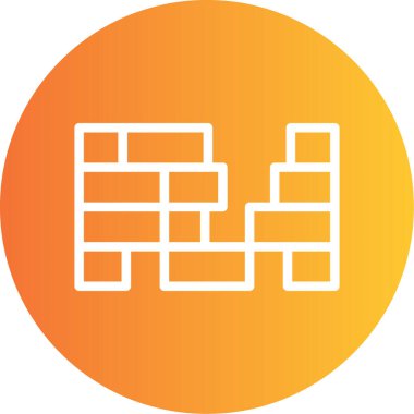 Tuğla Duvarı Gradyan Çemberi Simgesi, Basit Tasarımlı Vektör İllüstrasyonu