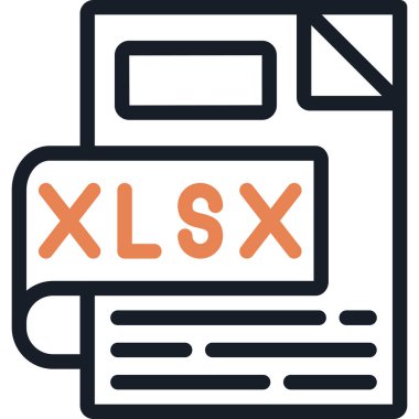 XLSX Satırı Bitiş Simgesi, Basit Tasarımlı Vektör Resimleri