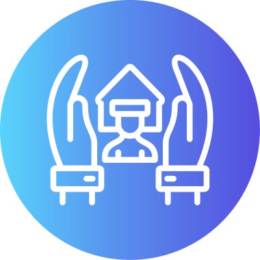 Evsiz Sığınak Hattı Gradyan Çemberi Simgesi, Basit Tasarımlı Vektör Resimleri