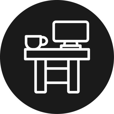 Ofis Masası Çemberi BG Simgesi, Basit Tasarımlı Vektör Resimleri