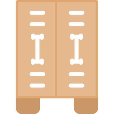 Ofis Dolabı Düz Simgesi, Basit Tasarımlı Vektör Resimleri