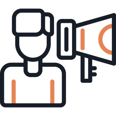 Yönetmen Satır Simgesi, Basit Tasarımlı Vektör İllüstrasyonu