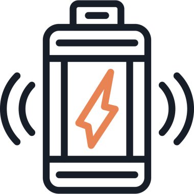 İndüksiyon Şarj Satırı Simgesi, Basit Tasarımlı Vektör İllüstrasyonu