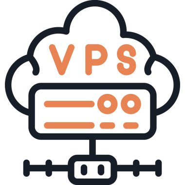 VPS Sunucu Satırı Simge Ögesi, Basit Tasarımlı Vektör İllüstrasyonu