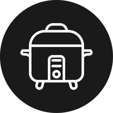 Rice Cooker Line Circle BG Simgesi, Basit Tasarımlı Vektör Resimleri