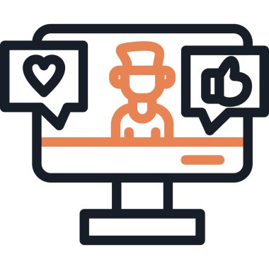 Sosyal Medya Yönetim Çizgisi Simge, Basit Tasarımlı Vektör İllüstrasyonu