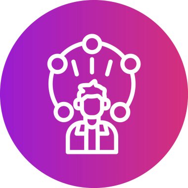 İşbirliği Satırı Gradyan Çemberi Simgesi, Basit Tasarımlı Vektör Resimleri