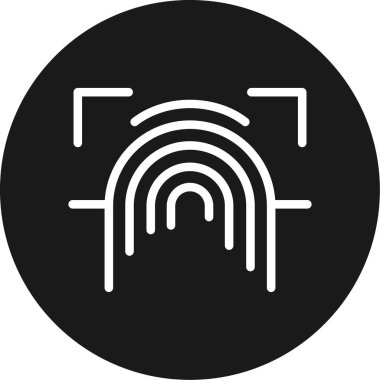 Parmak izi Satırı Çemberi BG Simgesi, Basit Tasarımlı Vektör Resimleri