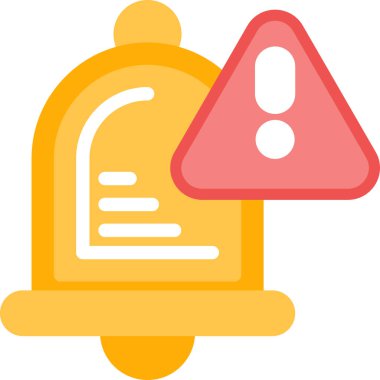 Uyarı: Alarm Çanı Düz Simgesi, Basit Tasarımlı Vektör İllüstrasyonu