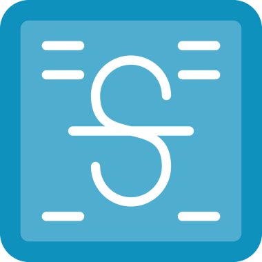 Strikethrough Metin Düz Simgesi, Basit Tasarımlı Vektör İllüstrasyonu