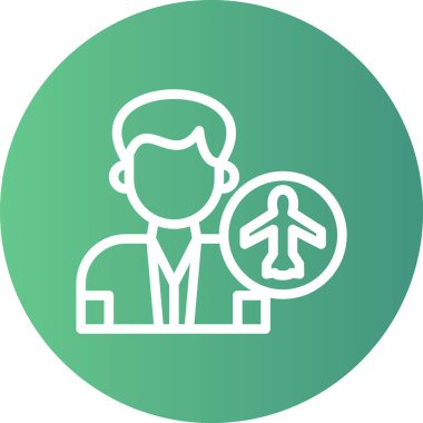 Uçuş Görevlisi Satırı Gradyan Çemberi Simgesi, Basit Tasarımlı Vektör Resimleri