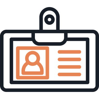 Kimlik Kartı Çizgisi Simgesi, Basit Tasarımlı Vektör İllüstrasyonu