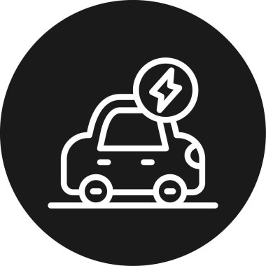 Elektrikli Araç Hattı Çemberi BG Simgesi, Basit Tasarımlı Vektör Resimleri