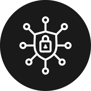 Ağ Güvenlik Hattı Çemberi BG Simgesi, Basit Tasarımlı Vektör Resimleri