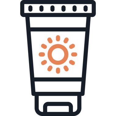 Güneş kremi Çizgisi Simgesi, Basit Tasarımlı Vektör İllüstrasyonu