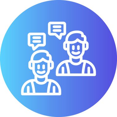 Röportaj Çizgisi Gradyan Çemberi Simgesi, Basit Tasarımla Vektör İllüstrasyonu