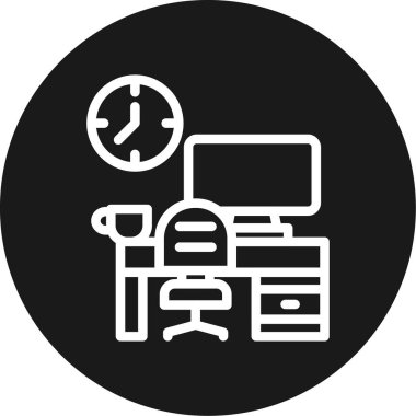 Ofis Çalışma Çizelgesi Çember BG Simgesi, Basit Tasarımlı Vektör Resimleri